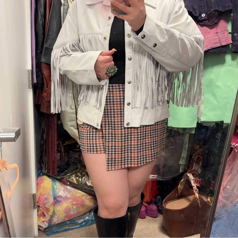 NWT Altar'd State Orange and Black Plaid Skort Skirt Shorts L